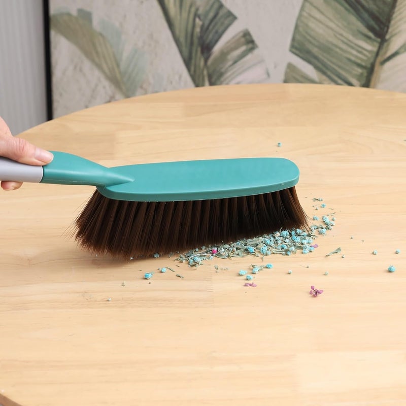 kagyuan 1 Pack 15" Hand Broom Brush,Soft Bristle Cleaning Brush,Crumb Debris Sweeping Brush,Dusting Brush,Comfort for Bed Car Couch Desk Sofa Furniture Clothes,Small Particles Hair Remover(Green) - Image 3